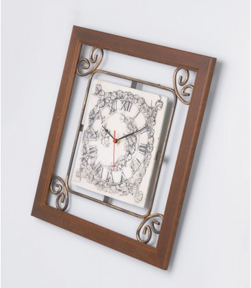 Orologio quadrato con legno