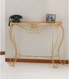 Consolle bombata con piano in legno