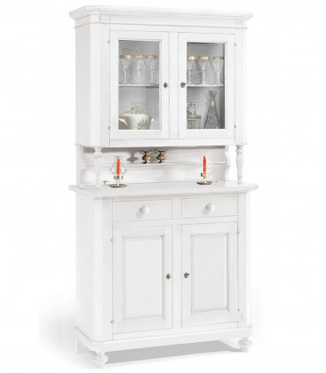 Credenza a 2 porte con alzata a 2 ante in vetro
