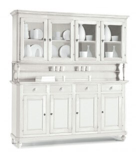 Credenza a 4 porte con alzata a 4 ante in vetro