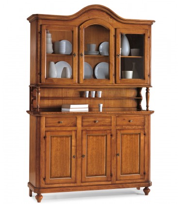 Credenza con alzata in legno a 3 ante