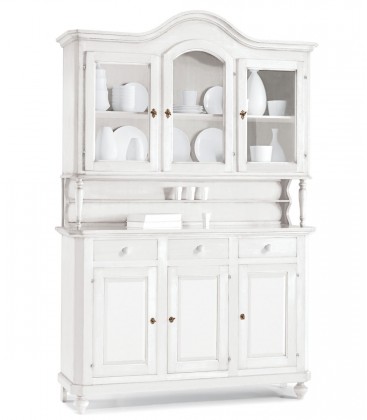 Credenza con alzata in legno a 3 ante