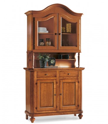 Credenza con alzata in legno a due porte