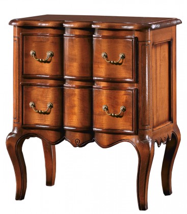 Comodino classico in legno 2 cassetti