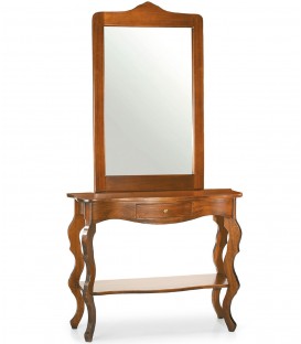 Ingresso Consolle Barocco e Specchio Cornice Legno noce lucido