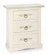 Comodino 3 cassetti shabby bianco lucido con decori