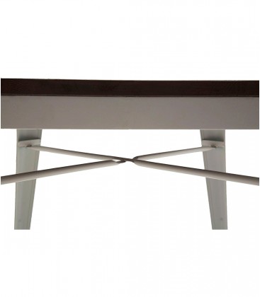 Tavolo in metallo bianco con piano in legno