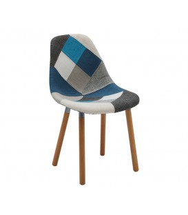 Sedia Imbottita Patchwork con gambe di legno