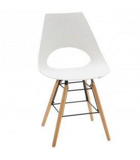 Sedia Design Polipropilene Bianco mod DAW WOODEN
