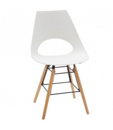 Sedia Design Polipropilene Bianco mod DAW WOODEN