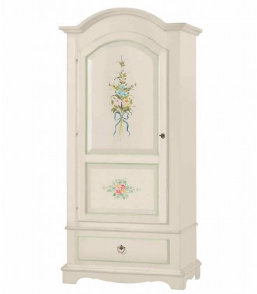 Armadio Legno 1 Porta Bianco con decori