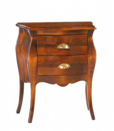 Comodino in Legno Bombato 2 Cassetti