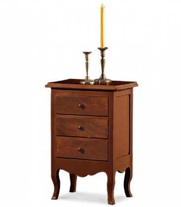 Comodino classico in legno 3 cassetti Noce