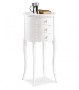 Comodino Fagiolino classico in legno bianco opaco