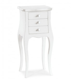Comodino Francesino classico in legno bianco opaco