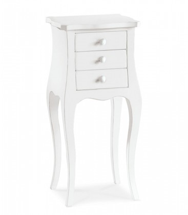 Comodino Francesino classico in legno bianco opaco