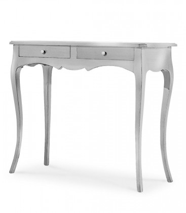 Consolle classica in legno 2 cassetti Foglia Argento