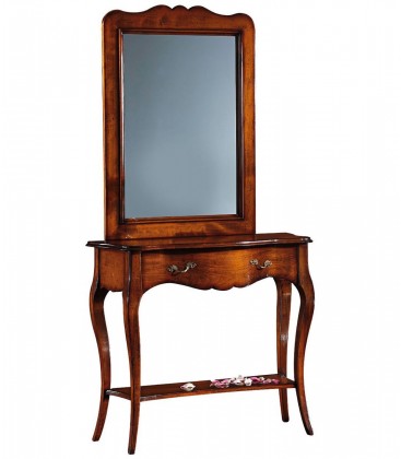 Consolle classica da ingresso in legno con cassetto Noce Bassano