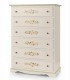 Cassettiera in legno Bianco con decori 6 cassetti Zoccolo Aperto