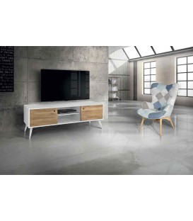 Porta TV moderno in abete spazzolato massello