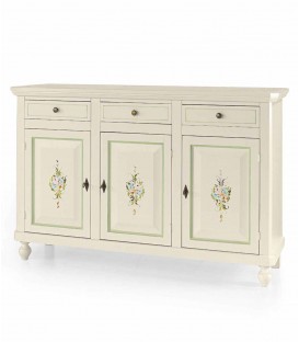 Credenza in legno arte povera 3 porte 3 cassetti Noce