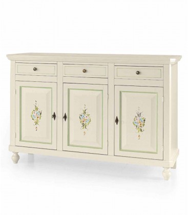 Credenza in legno arte povera 3 porte 3 cassetti Noce
