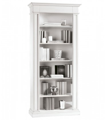 Libreria classica in legno 5 ripiani bianco opaco