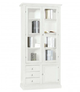 Libreria 2 ante + 3 cassetti e anta chiusa in legno Bianco Opaco