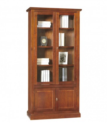 Libreria Classica Legno 2 Ante Vetri