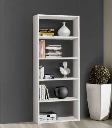 Libreria in legno 5 ripiani moderna Bianco Frassinato 89