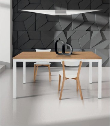 Tavolo moderno allungabile bianco e rovere