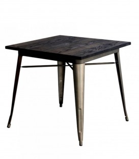 Tavolo in metallo con piano in legno Nero Tolix
