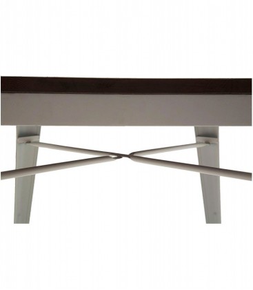 Tavolo in metallo con piano in legno bianco