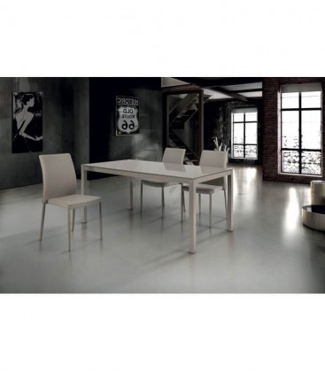 Tavolo allungabile in vetro color tortora