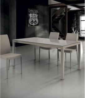 Tavolo allungabile in vetro color tortora
