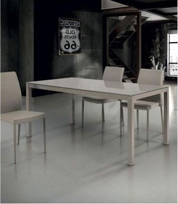 Tavolo allungabile vetro design moderno Tortora