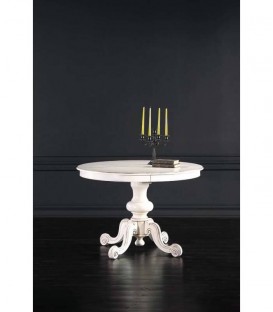Tavolo in legno allungabile rotondo Bianco Opaco
