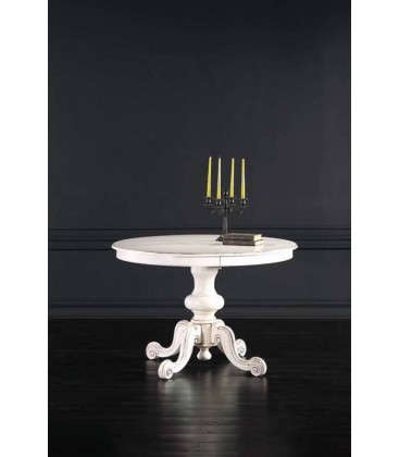 Tavolo in legno allungabile rotondo Bianco Opaco