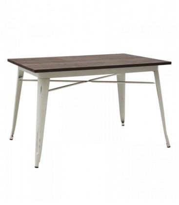 Tavolo metallo bianco con piano in legno