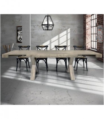 Tavolo in legno invecchiato piedi a X