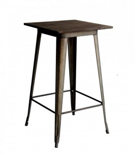 Tavolo snack TOLIX in acciaio con piano in legno
