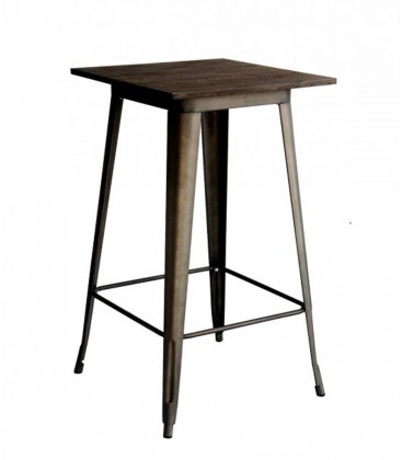 Tavolo snack TOLIX in acciaio con piano in legno