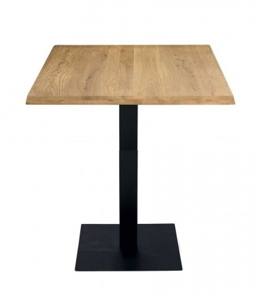 Tavolo Snack h. 108 Base Quadrata in Ferro Piano Rovere Nodato