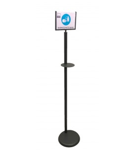Colonna Porta Dispenser con Display in ferro base tonda per Disinfettante Gel Mani