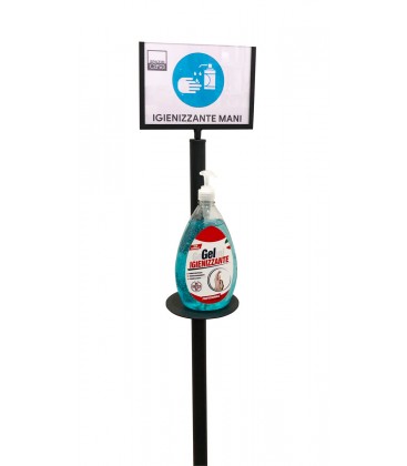 Colonnina Porta Dispenser in ferro base tonda per Igienizzante Gel Mani