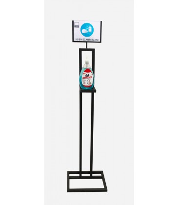 Piantana Porta Dispenser con Display Informativo per Igienizzante Mani