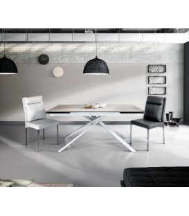 Tavolo Rettangolare Gambe Incrociate e Piano in Vetro Ceramica