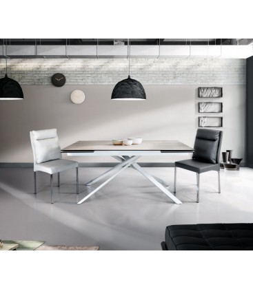 Tavolo Rettangolare Gambe Incrociate e Piano in Vetro Ceramica