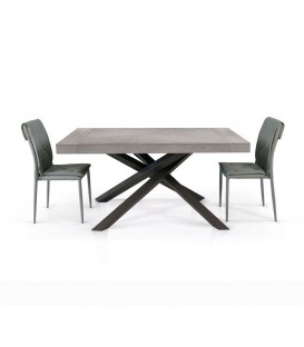 Tavolo Rettangolare Allungabile con Gambe Incrociate Piano Nobilitato Beton