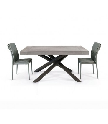 Tavolo Rettangolare Allungabile con Gambe Incrociate Piano Nobilitato Beton